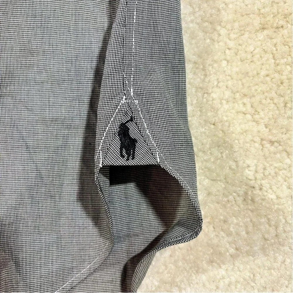 Polo Ralph Lauren Button Down Mens‎ 17.5 32/33 Black Gingham Dress Shirt